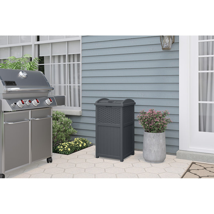 Suncast 33 Gallon Manual Lift Trash Hideaway Container & Reviews Wayfair